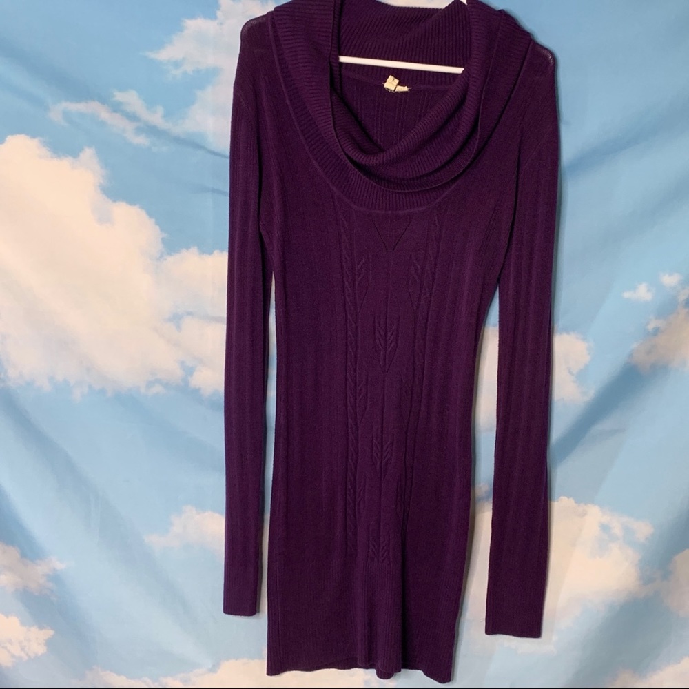 Tricot Joli-Purple Long Sleeve Sweater Dress Large